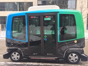 FirstTransit autonomous vehicle in winter conditions